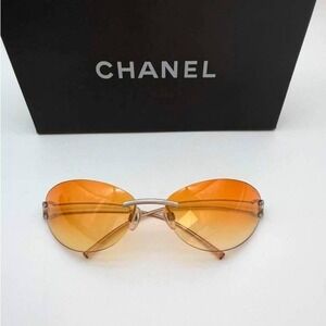 CHANEL Vintage‎ Rimless Sunglasses WS23830 Orange – 100% Authentic – Rare Y2K